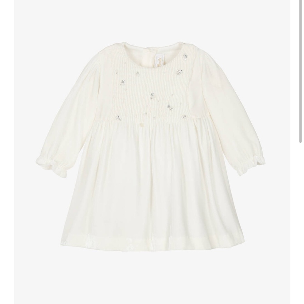 Tartine et Chocolat Ivory Long-Sleeve Smocked Dress